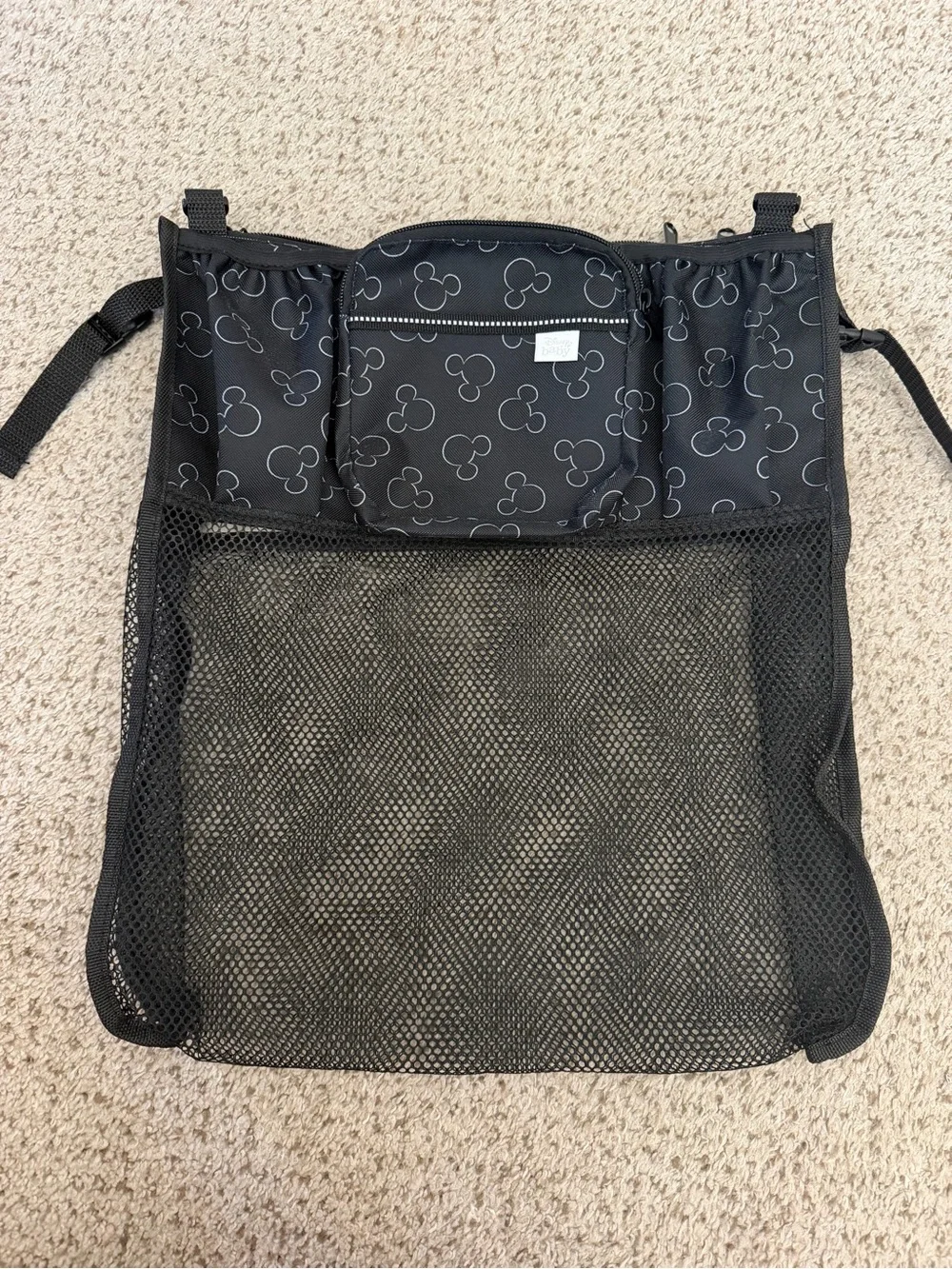 Disney Black Mesh Backseat Car Organizer with Mickey Print